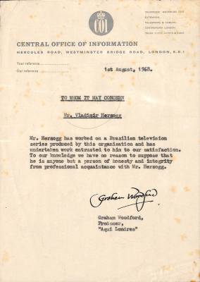 Atestado do Central Office of Information, 1968